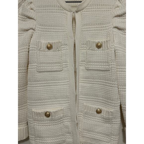 L'AGENCE Marina Textured Knit Cardigan Jacket White Sz XS Old Money - Picture 8 of 12